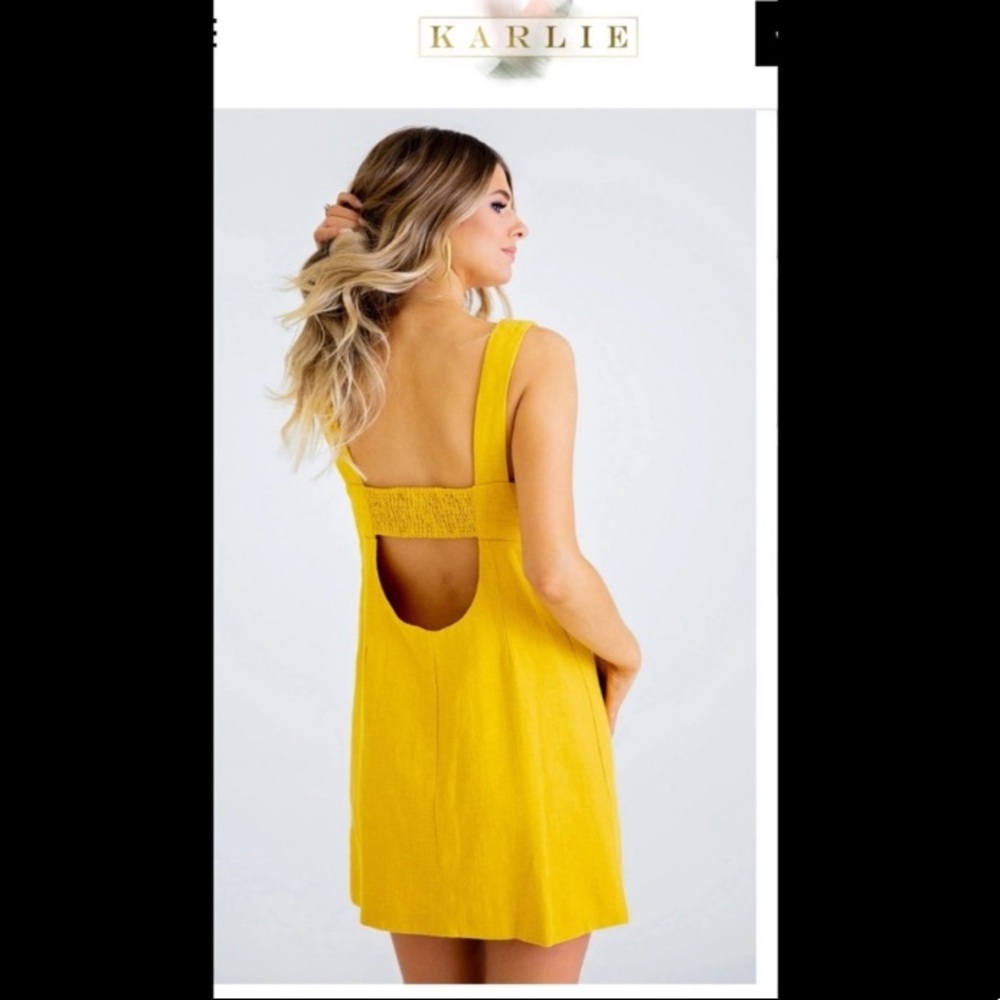 Karlie 100% Linen Cut Out Dress